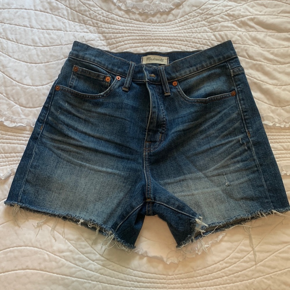 High rise denim shorts